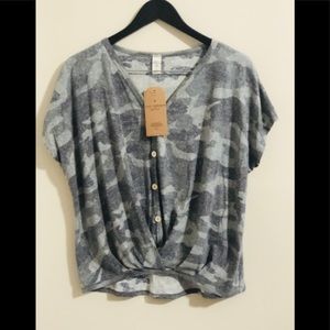 NWT lazy days camo burnout tee